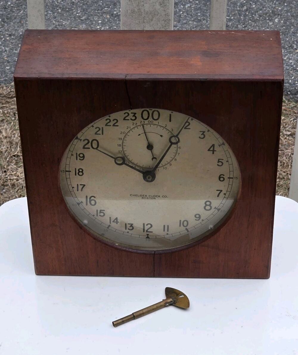Chelsea Clock Co U.S.Navy 24-Hour Mechanical Ship’s Clock With Key Military Time